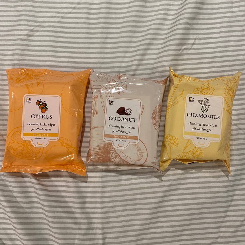 Doctor wellness citrus chamomile and coconut makeup remover wipes pack of 30